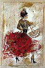Famous Fan Paintings - Flamenco dancer with fan